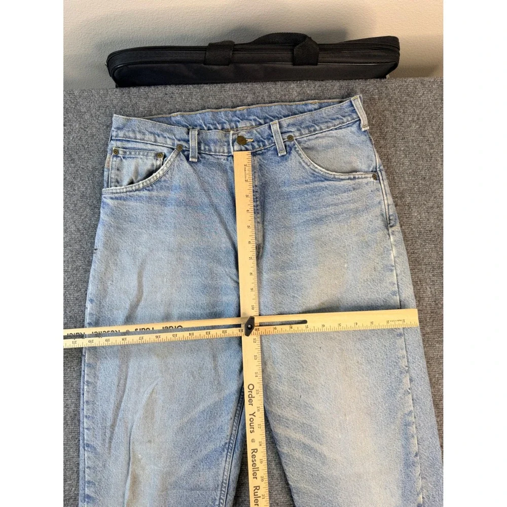 Vintage Carhartt 34x34 Light Wash Denim Jeans USA Made Workwear Straight Leg Men